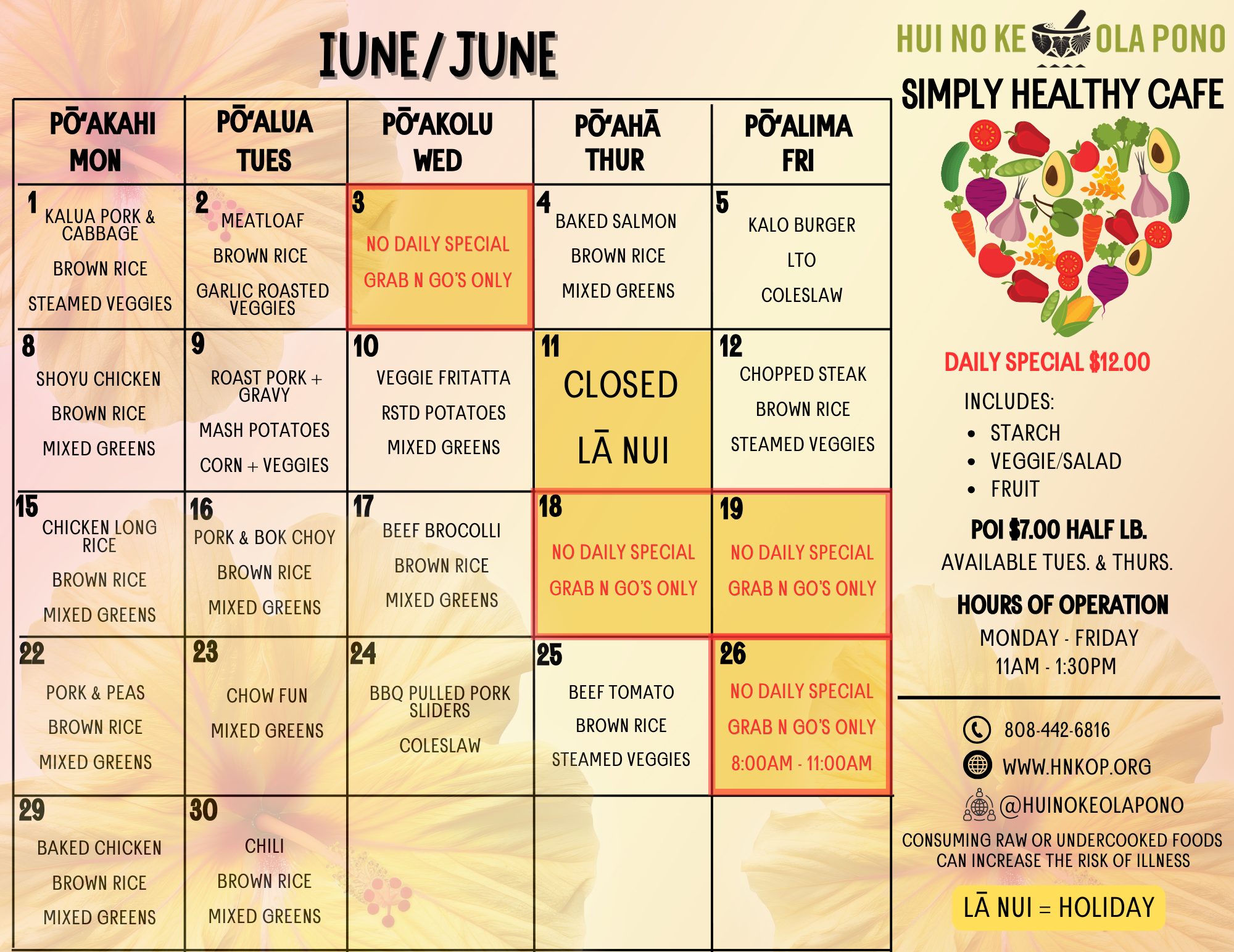 June Menu updated